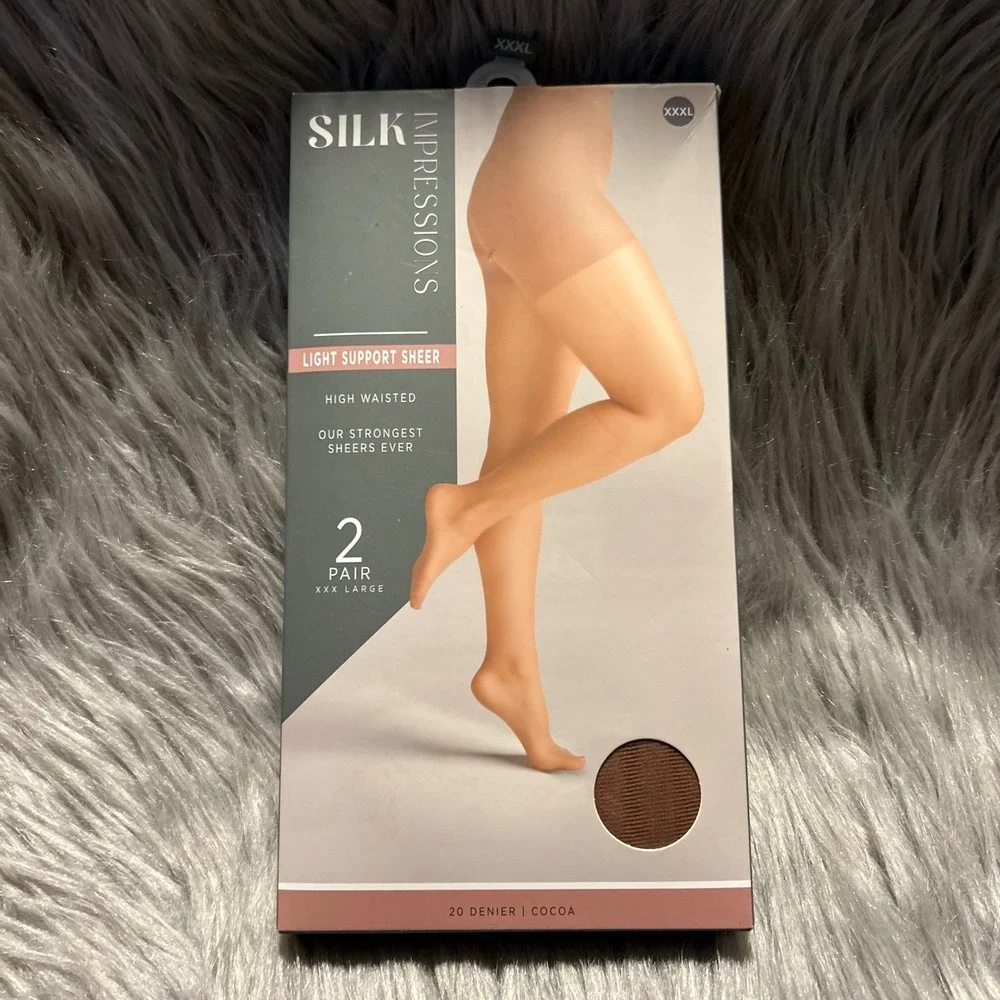 Silk Impressions Light Support Sheer Tights Women's Size XXXL Cocoa High Waisted